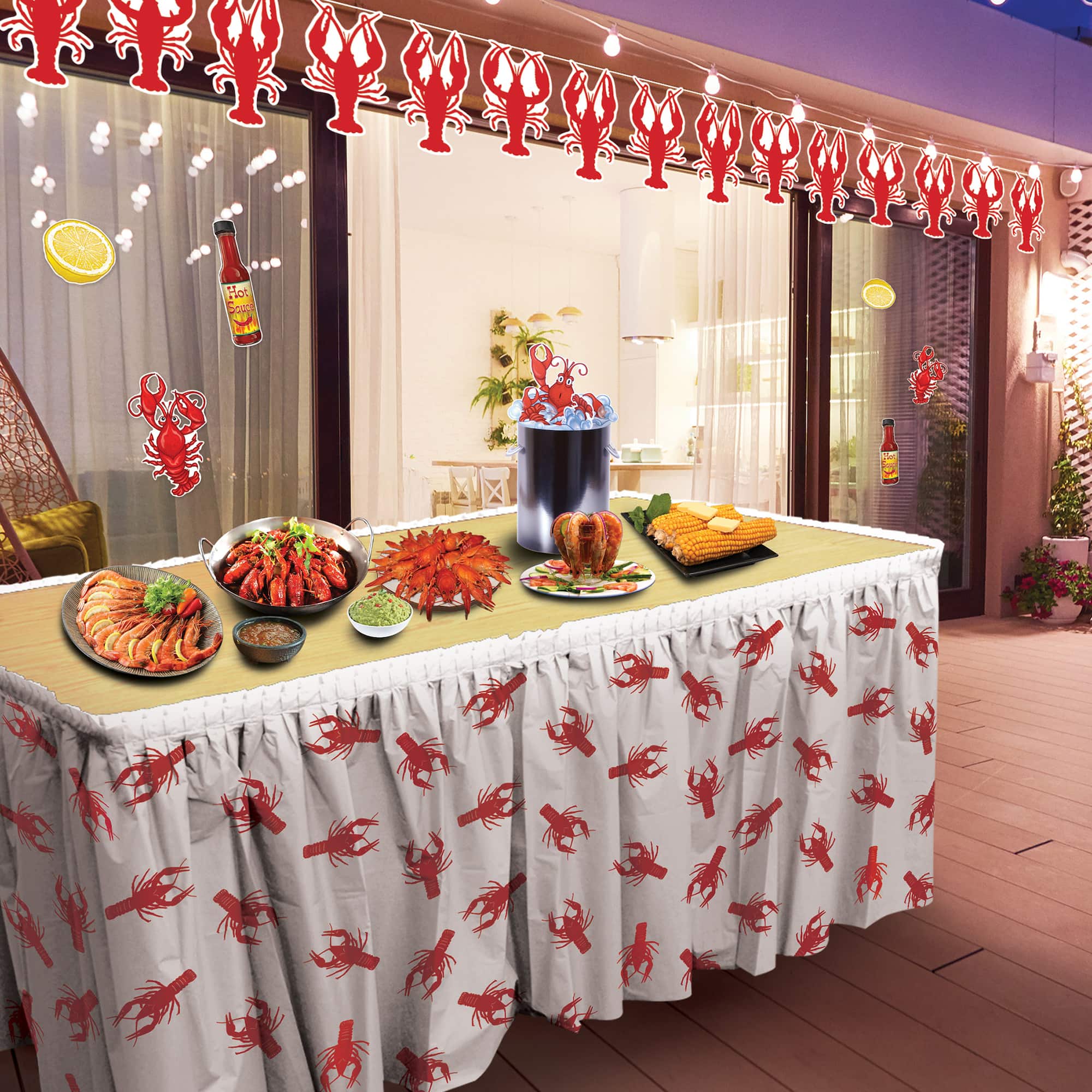 Beistle 29" x 14ft. Red & White Crawfish Table Skirting